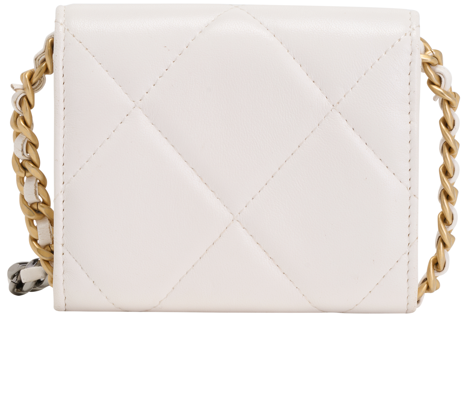 19 Card Holder On Chain, &pound;1,200, Handbags, White, Leather, Back view